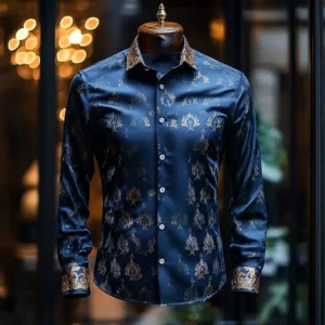 Men's fashion luxury gold pattern is suitable for gift giving occasions, parties, and wearing men's long sleeved shirts - Image 6