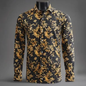 Men's fashion luxury gold pattern is suitable for gift giving occasions, parties, and wearing men's long sleeved shirts - Image 5