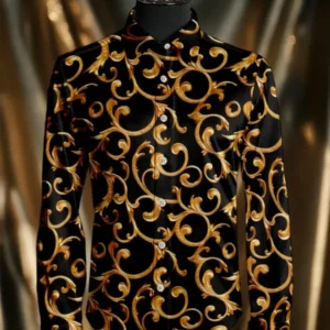 Men's fashion luxury gold pattern is suitable for gift giving occasions, parties, and wearing men's long sleeved shirts - Image 4