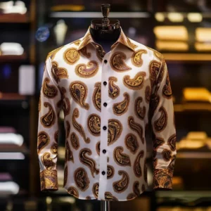 Men's fashion luxury gold pattern is suitable for gift giving occasions, parties, and wearing men's long sleeved shirts - Image 3