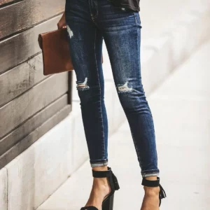 Hot sale woman ripped jeans fashion trendy stretch slim denim jeans street casual pencil pants S-2XL drop shipping - Image 4