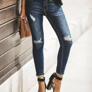 Hot sale woman ripped jeans fashion trendy stretch slim denim jeans street casual pencil pants S-2XL drop shipping - Image 5