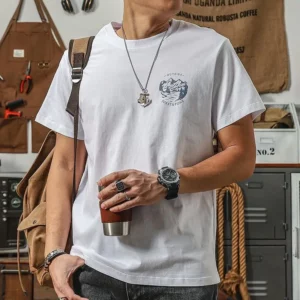 Sokacho Men Loose Fit Cotton Round Neck Short Sleeve T Shirt Printed Casual Tee - Image 4