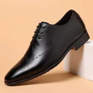 Goodyear Handmade Leather Men's Oxford Dress Shoes Cowhide Leather Shoes Wingtip Brogue Mixed Color Formal Men's Shoes - Image 3