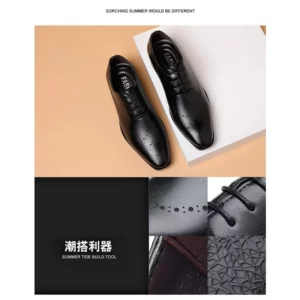 Goodyear Handmade Leather Men's Oxford Dress Shoes Cowhide Leather Shoes Wingtip Brogue Mixed Color Formal Men's Shoes - Image 5