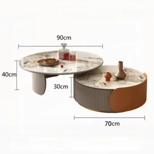 Luxury Rock Slab Coffee Tables for Living Room Round Retractable Table with Drawers Simple Side Table for Office - Image 6