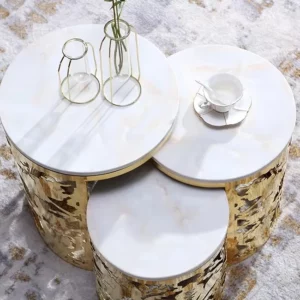 New Arrival Marble Top End Table Home Furniture Indoor 3 Pieces Coffee Table Sets - Image 3