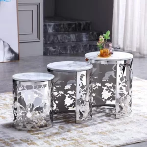 New Arrival Marble Top End Table Home Furniture Indoor 3 Pieces Coffee Table Sets - Image 5