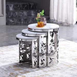 New Arrival Marble Top End Table Home Furniture Indoor 3 Pieces Coffee Table Sets - Image 6
