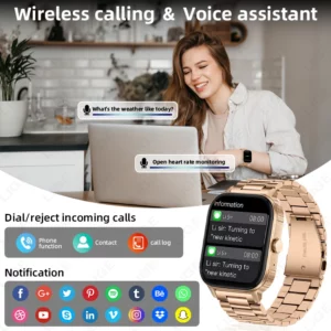 LIGE New 1000mAh Battery Smart Watch Women 2.04” HD Screen Bluetooth Call Heart Rate Monitor IP68 Sports Waterproof Smartwatches - Image 4