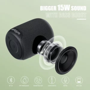 Ortizan Bluetooth Speakers, Portable Wireless Speaker with Bluetooth 5.3, IPX7 Waterproof, 15W Stereo Sound, Dual Pairing,TF/AUX - Image 2