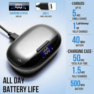 Earbuds with Mic - Bluetooth 5.3 Headphones TWS True Wireless Waterproof Buds with 50H Battery & Crystal Clear Stereo Sound Call - Image 7