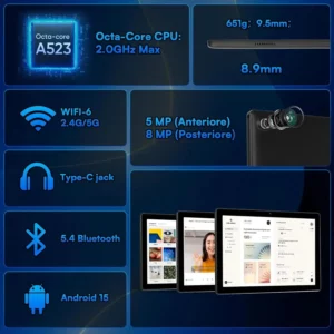 Newest Tablet 10 Inch Android 15 Octa-Core 20GB RAM 64GB ROM 1280x800 IPS Tablets PC WiFi6 Bluetooth5.3 Widevine L1 Keyboard Set - Image 2