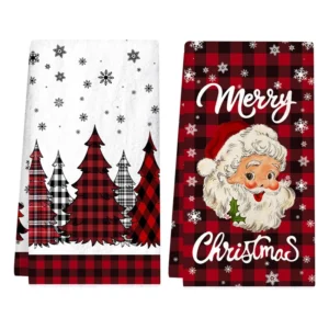 2pcs Christmas Kitchen Towels Buffalo Plaid Xmas Hand Towels Christmas Decorations for Home 2025 Navidad Noel Dish Towels Gifts - Image 7