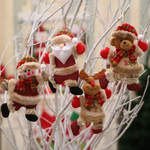 4pcs Merry Christmas Ornaments DIY Xmas Gift Santa Claus Snowman Tree Pendant Doll Hang Decoration for Home Noel Natal New Year - Image 7