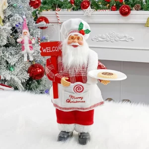 Christmas Sitting Standing Santa Claus Figurines Doll Cute 12inch Xmas Tree Party Ornament Table Office Fireplace Home Decor - Image 3