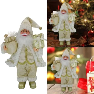 Christmas Sitting Standing Santa Claus Figurines Doll Cute 12inch Xmas Tree Party Ornament Table Office Fireplace Home Decor - Image 6