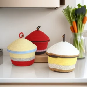 Woven Cotton Rope Storage Baskets-Fruits/Clothes/Toys Eco-Friendly Organizer for Home/Picnic/Camping Soft Textured & Stylish - Image 6