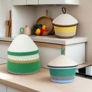 Woven Cotton Rope Storage Baskets-Fruits/Clothes/Toys Eco-Friendly Organizer for Home/Picnic/Camping Soft Textured & Stylish - Image 7