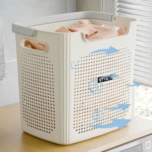 Foldable Laundry Hamper Ventilated Design Mildew-Resistant Collapsible Storage Basket with Handles Dorm Bathroom Laundry basket - Image 2