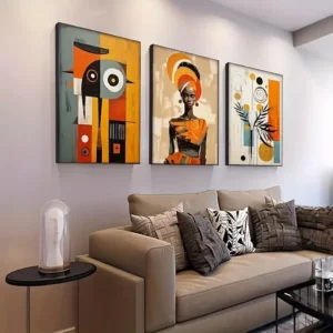 3pcs Abstract Ethnic Posters African Wall Art Set Afro Bohemian Canvas Painting Decor Black Woman Art Bedroom Living Room Decor - Image 4