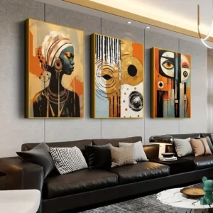 3pcs Abstract Ethnic Posters African Wall Art Set Afro Bohemian Canvas Painting Decor Black Woman Art Bedroom Living Room Decor - Image 3