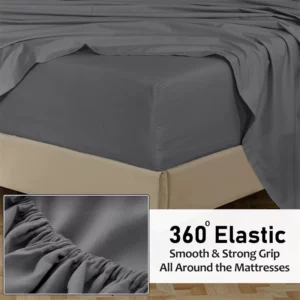 100% Cotton Fitted Sheet with Elastic Band Adjustable Non-Slip Mattress Cover 140/160/180/200cm for Single Double Queen King Bed - Image 6