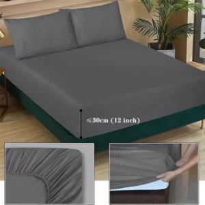 100% Cotton Fitted Sheet with Elastic Band Adjustable Non-Slip Mattress Cover 140/160/180/200cm for Single Double Queen King Bed - Image 5