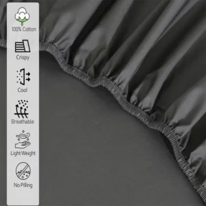 100% Cotton Fitted Sheet with Elastic Band Adjustable Non-Slip Mattress Cover 140/160/180/200cm for Single Double Queen King Bed - Image 4