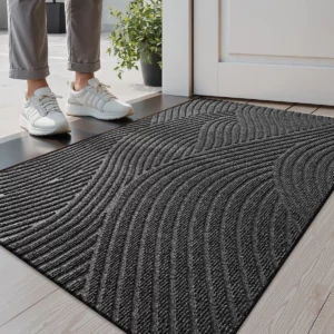 3D Grooved Geometric Entrance Mat, Professional Scraper Doormat, Stops Dirt & Water, Anti-Slip, Slim Edge Won't Jam Door - Image 4