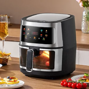 New 6L Stainless Steel Large-Capacity Air Fryer Household Visual Electric Oven Oil-Free Multifunctional Home Black White Green - Image 3