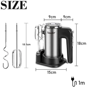 5 Speeds Food Mixer Electric Cuisine Kitchen Blender With Dough Hooks Chrome Egg Beater Hand Mixer Machine For Bakery Sonifer - Image 6