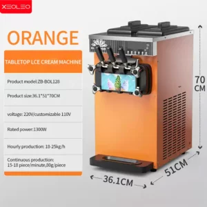 XEOLEO Commercial Ice Cream Machine 1300W Automatic Three Flavors Soft Serve Ice Cream Machine 18-25kg/H Continuous production - Image 6