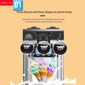 XEOLEO Commercial Ice Cream Machine 1300W Automatic Three Flavors Soft Serve Ice Cream Machine 18-25kg/H Continuous production - Image 5