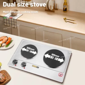 2000W Double Burner Electric Stove, Built-in Commercial Induction Cooker, Fast Heating Dual Hot Plate for Stir-Fry, Home Use - Image 5