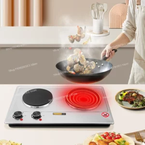 2000W Double Burner Electric Stove, Built-in Commercial Induction Cooker, Fast Heating Dual Hot Plate for Stir-Fry, Home Use - Image 4