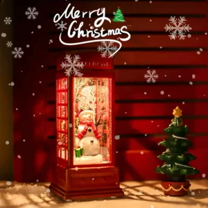 Christmas Phone Booth Decoration with Santa Claus, Snowman & Tree - Red Retro Telephone Booth Ornament With Light Home Decorator - Image 7