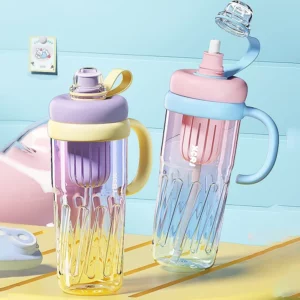 950ml Large Capacity Water Bottle with Handle Straw Plastic Cup Portable Outdoor Sport Fitness Water Cups Heat-resistant Tea Cup - Image 5