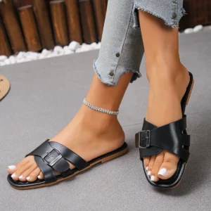 Summer Elegant Round Headed Sexy Flat Casual Slippers Fashionable Best Selling New Comfortable Women's Plus Size Slippers - Image 5