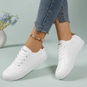 Low cut white sports shoes for women, lightweight sports shoes, comfortable and breathable for all seasons, casual shoes - Image 7