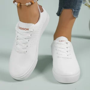 Low cut white sports shoes for women, lightweight sports shoes, comfortable and breathable for all seasons, casual shoes - Image 6