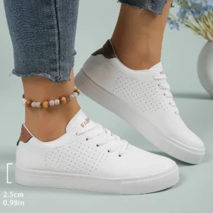 Low cut white sports shoes for women, lightweight sports shoes, comfortable and breathable for all seasons, casual shoes - Image 5