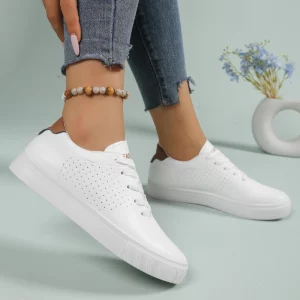 Low cut white sports shoes for women, lightweight sports shoes, comfortable and breathable for all seasons, casual shoes - Image 4