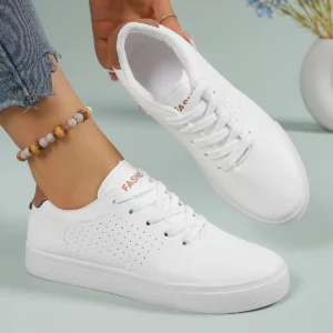 Low cut white sports shoes for women, lightweight sports shoes, comfortable and breathable for all seasons, casual shoes - Image 3