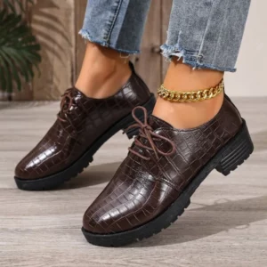 Oxfords Women's Shoes Handmade Womens Flat Shoes Pu Leather Bullock Lace Up Female Oxfords Shoes Fashion Daily Casual Shoes - Image 4