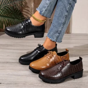 Oxfords Women's Shoes Handmade Womens Flat Shoes Pu Leather Bullock Lace Up Female Oxfords Shoes Fashion Daily Casual Shoes - Image 6