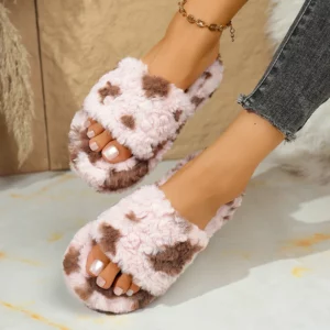 Comfort Faux Fur Platform Slippers Women Outdoor Leopard Print Fluffy Slides Woman Anti Slip Thick Bottom Warm Slippers Female - Image 6