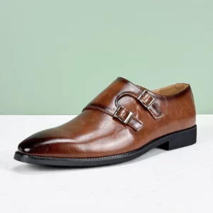 2025 Fashion Men's British Derby Shoes Breathable Adjustable Buckle Business Casual Leather Shoes for Commuting & Wedding - Image 3