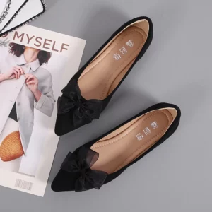 Bowknot Luxury Women's Flat Shoes Pointed Toe Shoes Large Size Work Shoes Soft Bottom Comfortable Ballet Flat Maternity Shoes - Image 6