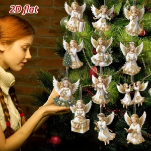 12Pcs Christmas Vintage Wooden White Angel Pendant Merry Christmas New Year Pendant Gift Christmas Tree Decor Supplies - Image 7
